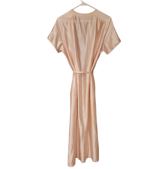 Miss Elaine Vintage Peach Pink Satin Full-Length Robe Onesize - Picture 2 of 4